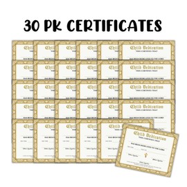 Child Dedication Certificate for Churches to Frame | 30 pk 8.5x11” Paper Baby’s First New Testament Baptism Christening Bulk Certificate Invitation to Thank You Cards Child