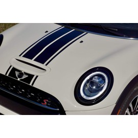 The Pixel Hut gs00343 Black Center Line Hood Stripes for MINI Cooper S Hard Top 2014 to 2024.