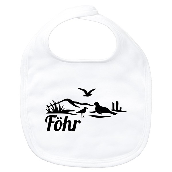 Huuraa Baby Lätzchen Föhr Strandmotiv Geschenk White Bio Baumwolle Föhr