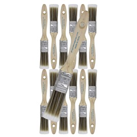 12PK 1 inch Flat Brush Premium Wall / Trim House Paint Brush Set Great for Professional Painter and Home Owners Painting Brushes for Cabinet Decks Fences Interior Exterior & Commercial Paintbrush.