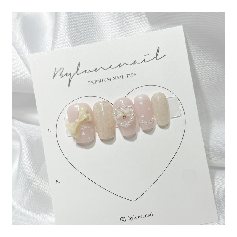 Cream Mink Gel Handmade Nail Tips - Short Square /