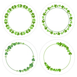 Wonmon 2 Inch Round St. Patrick's Day Stickers, Shamrock Label Tags Stickers for Kids Envelopes Gifts Boxes Wrapping Greeting Cards, Clover Labels for Mason Jar Lids Spice Pantry, 200 PCS