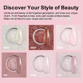 Eodci 12 Pcs Dip Powder Nail Kit Starter, 6 Colors Glitter Pink Nude Sparkle Purple Dipping Powder Kit with Base & Top Coat/Activator/Brush Saver, Nail Art Dip Manicure Kits for Women