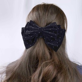 Large Hair Bows Women Velvet Bow Hair Clips Glitter Bow Clips Cute Hair Bow Clips French Hair Band Bow Crystal Bows Party Wedding Barrette Bowknot Black Red