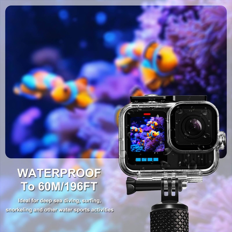 BO&DQQ 196FT/60M Waterproof Case Compatible with Go Pro Hero 13/12/11/10/9