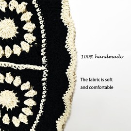 Crochet Bucket Hat for Women Handmade Knit Sun Hat Foldable Cute Floppy Beach Hat for Women (Black)