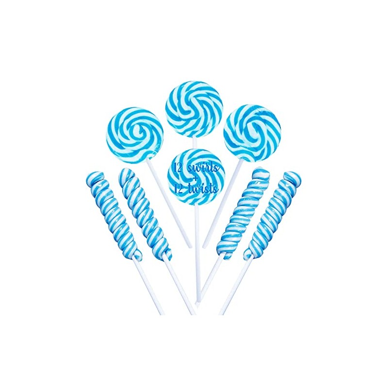 Blue Candy - 18g Swirl and 12g Twisty Lollipops -