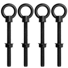 Antrader Stainless Steel Eye Bolt,M10 Heavy Duty Lifting Ring Threaded Eyebolts with Washers and Nuts,Black,4Pcs