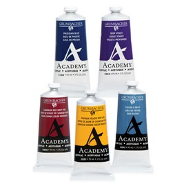 Grumbacher Academy Professional Acrylic Paint Set of 5 90ml Deep Colors - Metal Tubes - Heavy Body Professional Grade Artist Paint with Genuine and Pure Pigments - ASTM Lightfast Colors