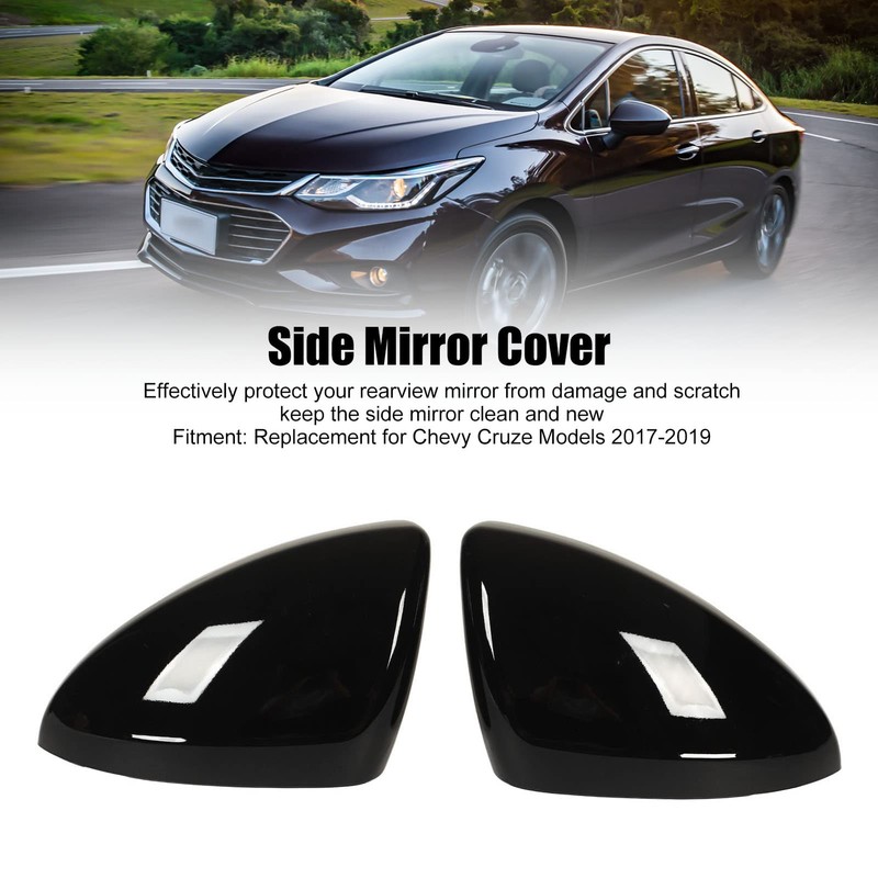 Akozon 2pcs Glossy Black Rearview Mirror Replacement for Chevy 2017?2019