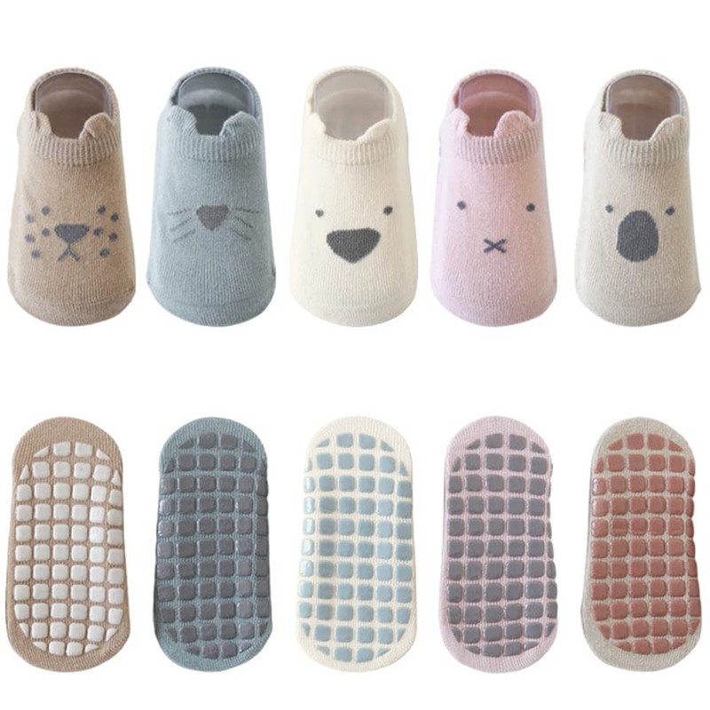 Exemaba Baby Ankle Non Slip Grips Socks 5 Pairs Toddler