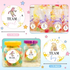 ZsaTuiy Winnie The Pooh Gender Reveal Decorations, 96PCS Stickers, Yellow, Paper, Cartoon Style, Indoor Use, Gender Reveal Party Supplies