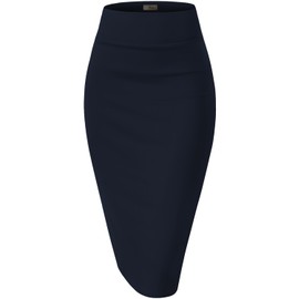Hybrid & Company Women's Techno/Scuba Stretchy Office Pencil Skirt KSK43584X 1139 Navy 1X