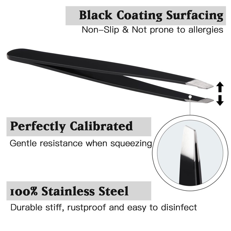 Brencco Precision Tweezers Set of 4 Stainless Steel Professional Eyebrow