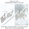 Pure Titanium Dangle Earrings Silver Rhombus Drop Earring