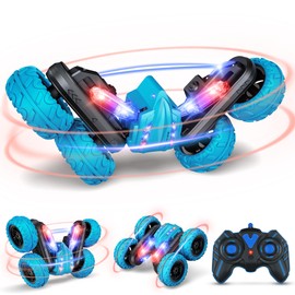 Remote Control Car, 2.4Ghz RC Stunt Cars with Double Sided 360-degree Flips Rotating Car Toy, Rechargeable LED Light Up Letters RC Car Toys for Kids 3 4 5 6 7 8-12 Year Old Boys Girls Birthday Gifts