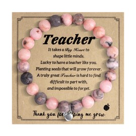 AILUOR Teacher Appreciation Gifts, Teacher Bracelet Gifts, Natural Stone Bracelet, End of the Year for Women with Message Card, Adjustable, Stone, No gemstone