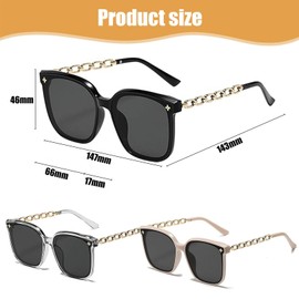 dinghaole 3 Pcs Square Sunglasses Women, Ladies Girls Funky Big Square Frame Cool Sunglasses, Vintage Trendy Classic UV400 Oversized Sun Glasses Eyewear, For Beach Vacations, Driving, Shopping