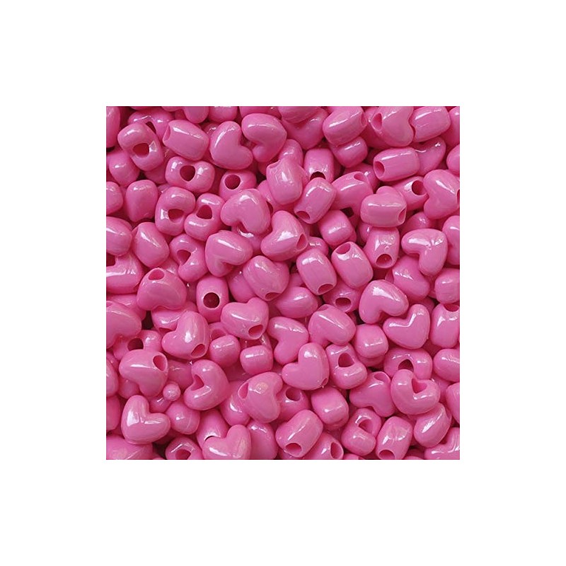 Heart Beads Hot Pink Pony Beads Pk/50 Large Hole Made