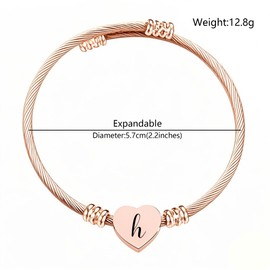Aosyoisk Cute Letter Bracelet for Women Rose Gold Bracelet Initial A-Z Letter Cuff Bracelets Jewellery, Stainless Steel, No Gemstone
