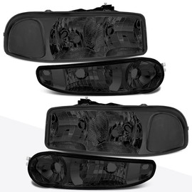 PM PERFORMOTOR [4Pcs-Set Headlights Assembly+Signal Lamps Compatible with 01-07 GMC Sierra/Yukon Denali/Clear Corner