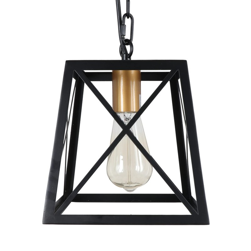 Eumyviv Metal Pendant Light, 1-Light Industrial Chandelier Trapeziod Lighting Fixture