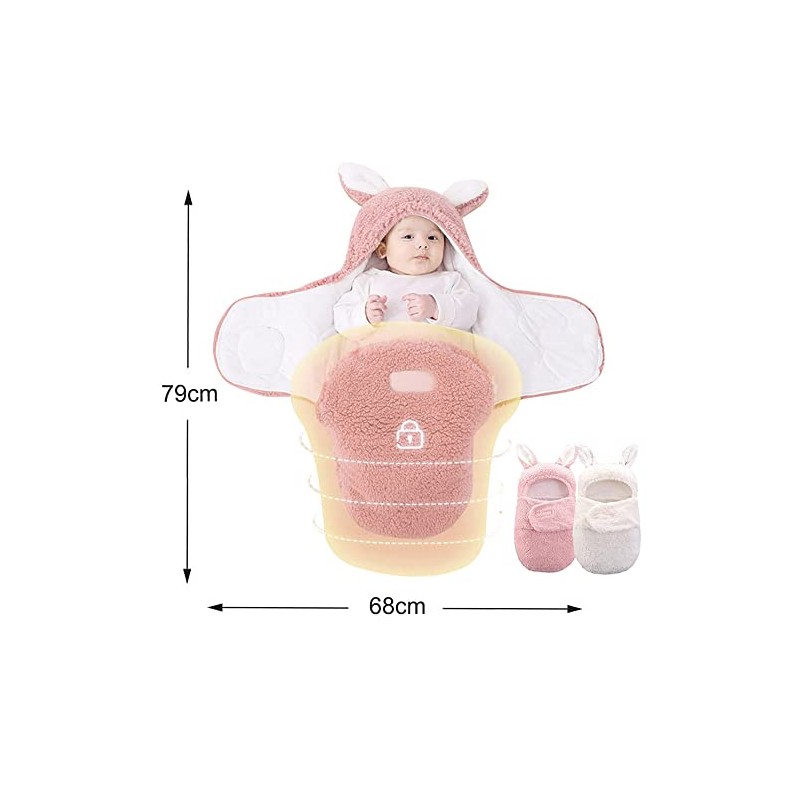 Manta de Felpa para Bebé, Saquito para Dormir, 0-3 Meses