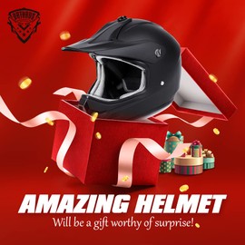 Orthrus Youth Kids Motocross Offroad Street Helmet, Youth Helmet Dirt Bike Motocross ATV Helmet, Matte Black(L)