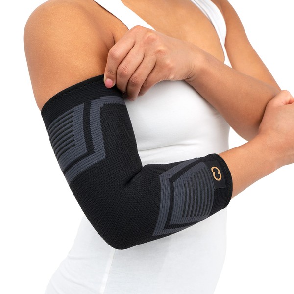 Copper Compression Elbow Brace | Elbow Sleeve with PowerKnit Technology | Tennis Elbow Brace for Men & Women | Tendonitis & Tennis Elbow Pain Relief, Golfers, Weight Lifting - PK Elbow LXL