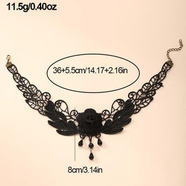 fdsmall Black Gothic Lace Choker for Women Black Victorian Choker Elegant Retro Necklaces for Girls Punk Party Steampunk Vampire Cosplay Costumes Jewellery, Metal, No Gemstone