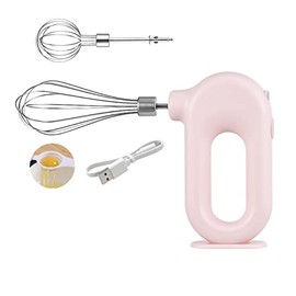 Wireless Hand Mixer, Electric Mini Egg Beater, 4-Speed Adjustable Mini Hand Mixer, Electric Mixer, USB Charging, 1500 mAh (Pink)