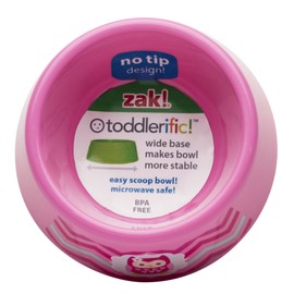 Zak! Designs Toddlerific Toddler Bowl with Pink Owl, No-tip Wide Base, Break-resistant and BPA-free Plastic