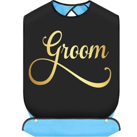 BWWKTOP Groom Bibs With Crumb Catcher Groom Clothing Protectors Bridal Shower Gag Gifts Adult Bibs For Wedding Party (Groom Bibs)