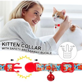 3Packs Anti-Choking Cat Collar, Quick Release Safety Buckle Kitten Collar with Bell, Adjustable Breakaway Cat Collar Charms (A-3Pcs)