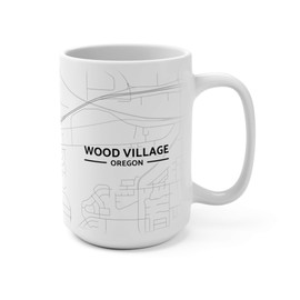 Hometown Bias Wood Village, Oregon OR Map Mug (15 oz)
