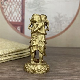 Kankiten Buddha Statue [Protection Honzon] 7.5cm Bronze Statue Holy Ten Ganesha Brass Miniature Buddha Statue