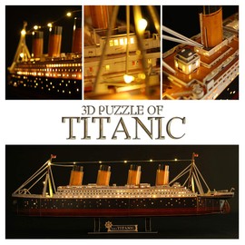 CubicFun 3D Puzzles for Adults - LED Titanic 35'' Large Ship - New Home Desk Decor - House Warming, Wedding, Anniversary, Valentines Day Gifts for Him Her Teacher Long Distance Relationship Gifts