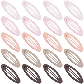 Cptots 20PCS Oval Metal Snap Clips for Women No Slip Small Barrettes for Thin Fine Hair,Matte Brown Beige Pink