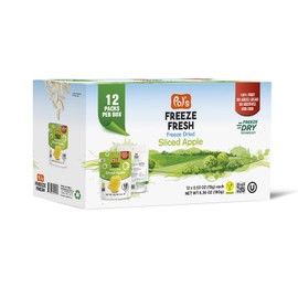 Pol’s Freeze Fresh - 12 Pack Sliced Freeze Dried Apple - 0.53 Oz Each Freeze-Dried True Apple Fruits Non-GMO, Kosher, No Added Sugar, Gluten-Free, Vegan Single-Serve Packs for Snacking, Parties and Healthy Gifts