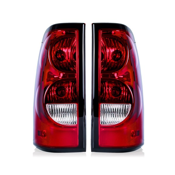 RANSOTO Tail Light Compatible With 2003 2004 2005 2006 Chevy Silverado 1500 2500 3500 Driver And Passenger Rear Brake Lamps With Bulb and Harness