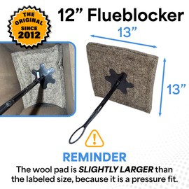 Flueblocker Flueblocker for 12"X12" Square Chimney Flue - Chimney Sheep Fireplace Draft Stopper Replacement Damper Fireplace Plug - Better Than Inflatable Pillow or Balloon - Save Energy Block Odor & Debris