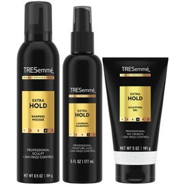 TRESemmé Extra Hold Hair Styling Bundle – Shaping Mousse, Layering Hairspray & Alcohol-Free Sculpting Gel, Professional-Quality Frizz Control