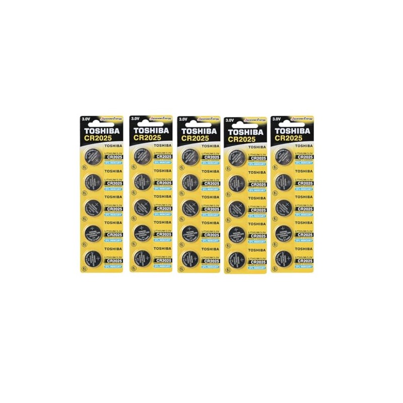 Toshiba CR2025 3 Volt Lithium Coin Battery (25 Batteries)