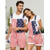 OPDNBON American Flag Overalls Men Stretch Denim Bib Shorts USA
