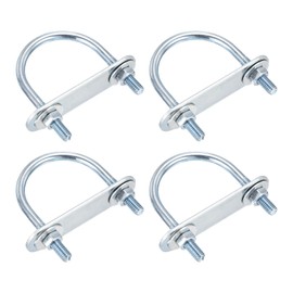 DTGN M6x42x61mm U Bolts Round Kit - 4Set - Carbon Steel U-Bolt Kit with Nuts, Washers, Frame Plate - Good for DN32 Pipe, Trailer, Automotive, Leaf Spring Fastener