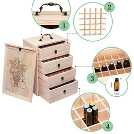 TORIBIO Essential Oils Box for 112 Bottles, Wooden Essential Oils Storage Organizer Holds 5 10 15 20 30 ml for Young Living & Doterra Bottles