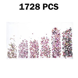 1728PCS Nail Art Rhinestone Multicolored Glitter Diamend Gems 3D Tips DIY Decoration Fashion Flatback Crystal Gems Crystal Nail Rhinestones for Acrylic Nails, DIY Projects
