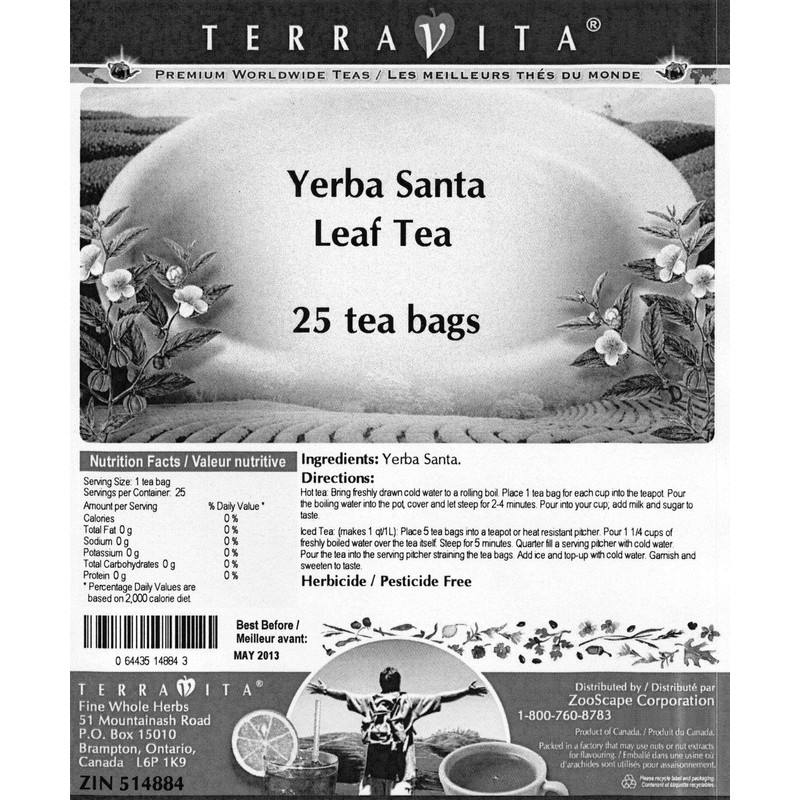 Yerba Santa Leaf Tea (25 tea bags, ZIN: 514884)