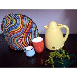 Cubierta acogedora de té multicolor bloque de mano té de invierno acogedor de algodón tetera calentador de olla cubierta de café caliente Handamde cocina decoración