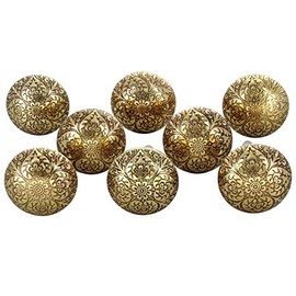 G Decor Set of 8 Mughal Brass Metal Door Knob Vintage Shabby Chic Cupboard Drawer Pull Handles